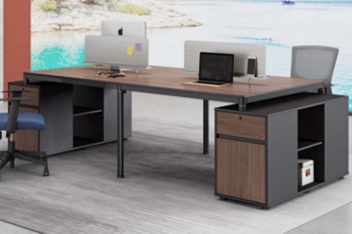 Four-Person Panel Workstation with Side Storage Cabinets WS-4P-SIDE-STORAGE-2800