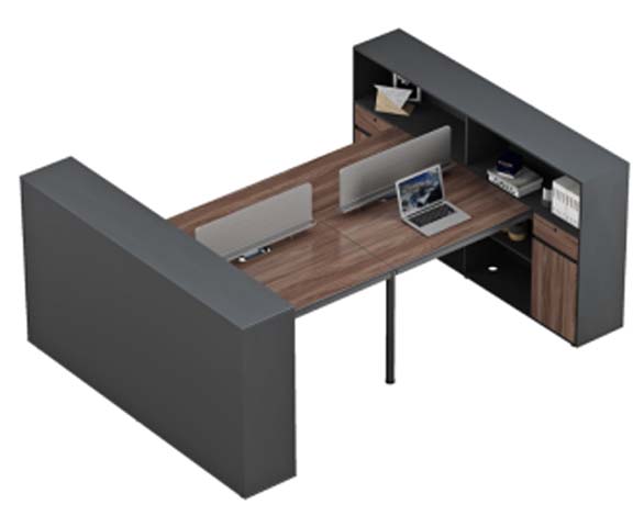 L-Shaped Reception Desk with Integrated Hutch and Privacy Panels RCP-L24-2P-HUTCH