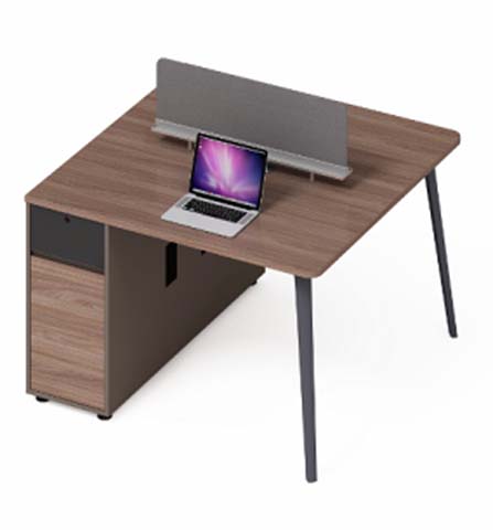 Two-Person Workstation Desk with Center Divider Screen and Fixed Storage Pedestal WS-2P-2400-PEDESTAL-SCREEN