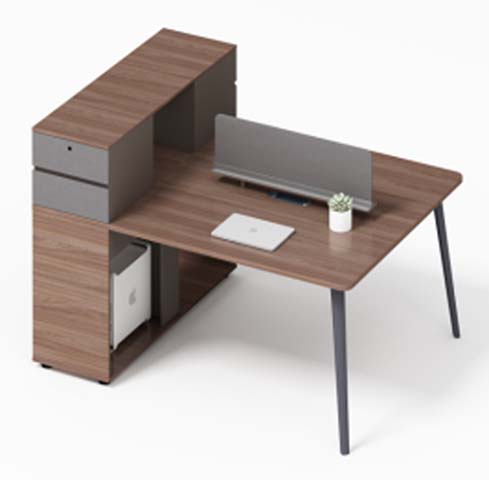 Walnut L-Shaped Workstation Desk with Integrated Storage Pedestal LWD-PED-1400-WL