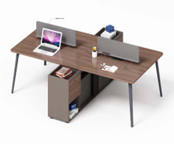 Four-Person Panel-Based Workstation with Low Dividers and Mobile Pedestals WS-4P-WAL-GRY-2800