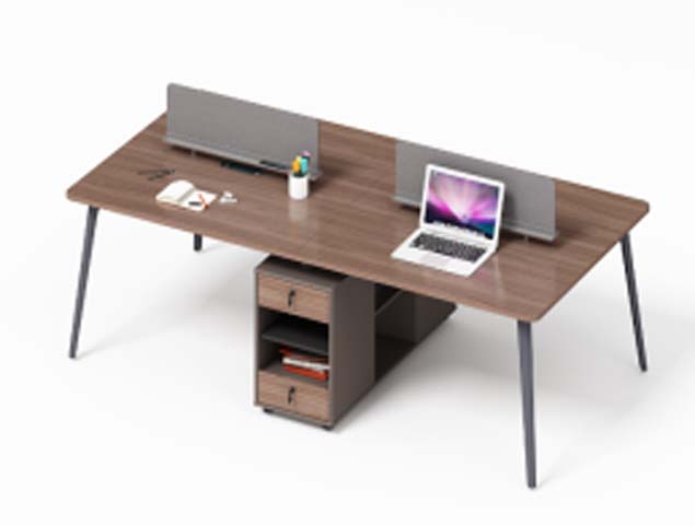Four-Person Panel Workstation with Central Dividers and Mobile Pedestal WS4-PNL-2400x1200-MP