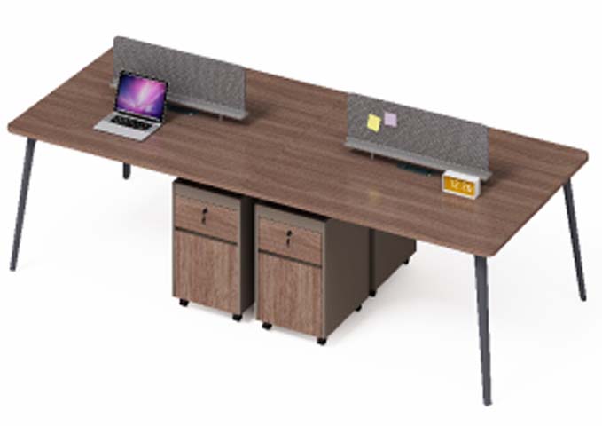Four-Person Bench Workstation with Fabric Dividers and Mobile Pedestals WS-BENCH4-2800-WP