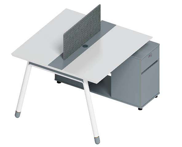 Two-Person Shared Office Workstation with Central Divider and Right Pedestal WS2-DIV-PED-1200