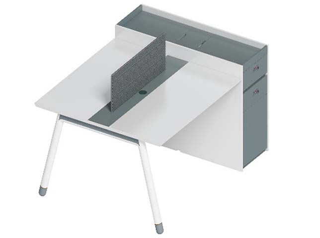 Two-Person Workstation with Central Divider and Side Storage Pedestal WS2-1400X1200-SP700