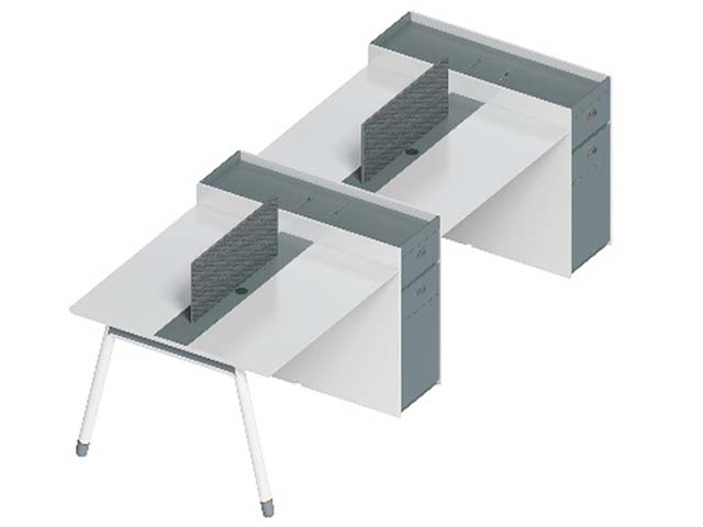 Four-Person Back-to-Back Modular Workstation with Central Dividers and Cable Trough WS-4P-B2B-2400-1200