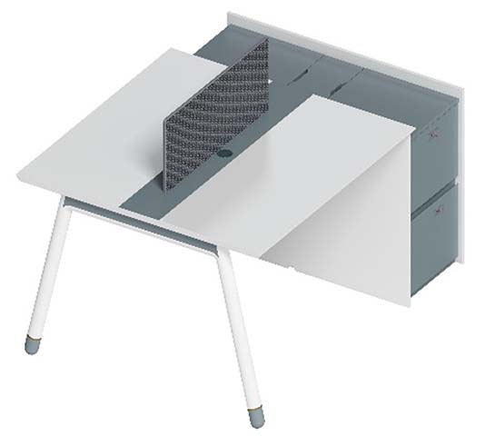 Two-Person Workstation with Central Divider and Side Storage Cabinet WS-2P-SIDE-CAB-1500
