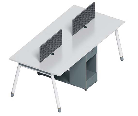 Two-Person Face-to-Face Workstation with Center Divider and Mobile Pedestal WS2-DIV-2400-1200