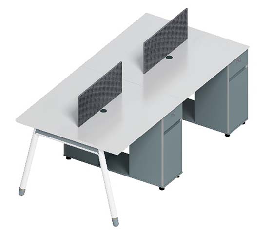 Four-Person Back-to-Back Panel Workstation with Two Mobile Pedestals WS-4P-2400x1200-PED