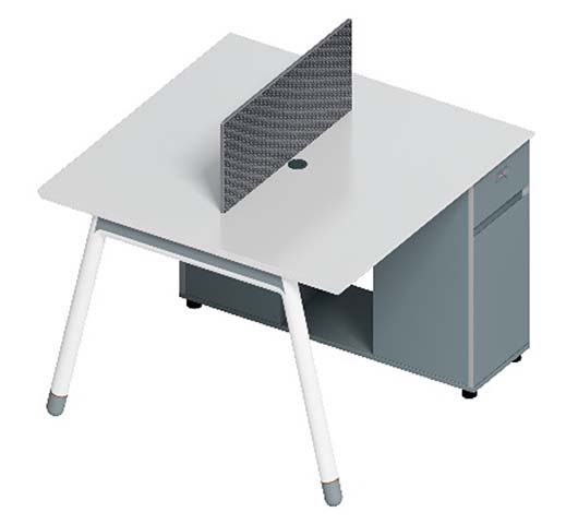 Two-Person Workstation with Central Divider and Side Storage Pedestal WS-2P-DIV-SP-1400
