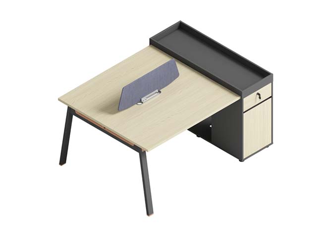 Single Workstation Desk with Integrated Pedestal, Raised Shelf and Privacy Panel WS-SGL-1400-PED-SP