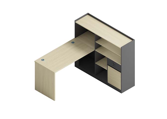 L-Shaped Workstation Desk with Integrated Hutch Storage LSH-HUTCH-1600x1400