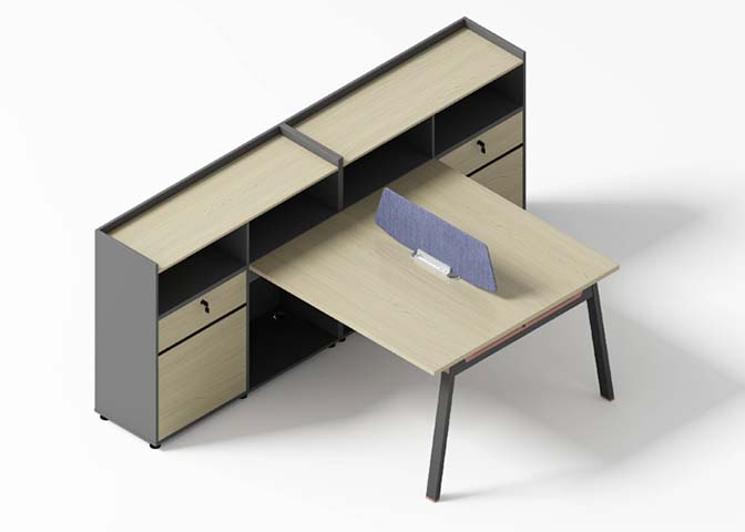 Integrated Side-Cabinet Office Desk with Workstation Screen WS-OFF-2400-SC12-S