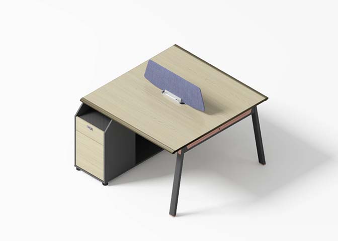 Two-Person Panel-Based Office Workstation with Fixed Pedestal and Center Divider WS-2P-FP-1400