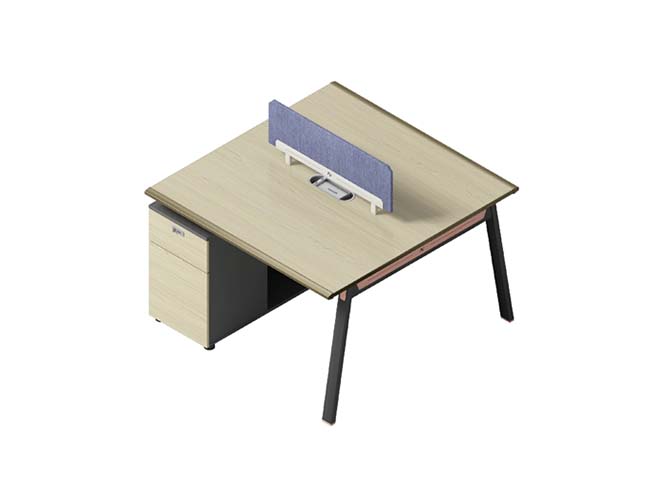 Two-Person Office Workstation with Central Divider, Cable Port and Fixed Pedestal WS-2P-1200X1200-PED