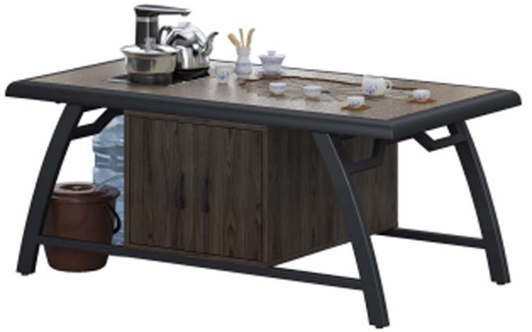 Kung Fu Tea Table with Integrated Water Dispenser, Storage Cabinet and Tea Set Workstation KT-1200-ST-BLK
