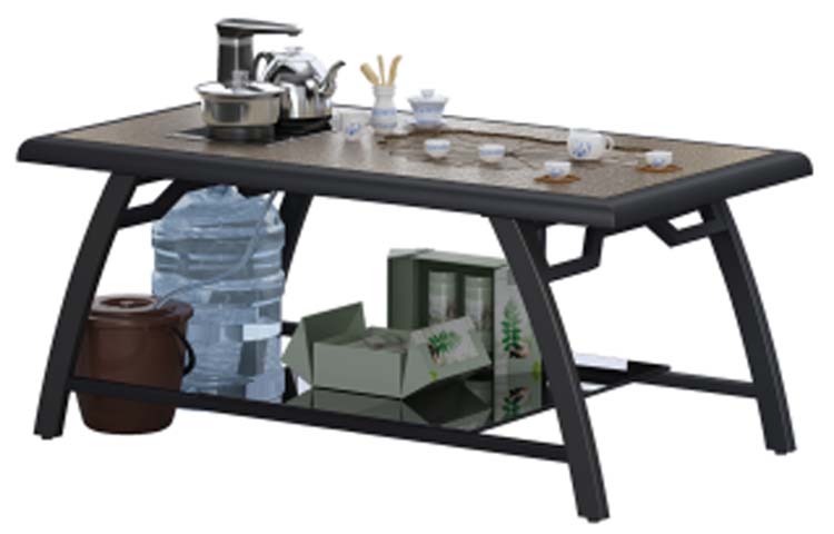 Integrated Tea Brewing Coffee Table with Lower Storage Shelf TT-RCT-1200-BLK