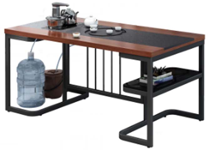 Tea Service Table with Recessed Drain Tray and Water Jug Bay TT-1200-REC-01