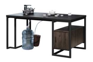 Integrated Tea Brewing Table with Water Pump and Storage Cabinet TEA-TBL-BLK-1800-ST