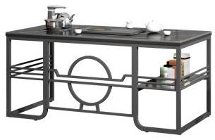 Rectangular Metal Tea Table with Integrated Tray and Open Shelving TT-MTL-1200-OPEN