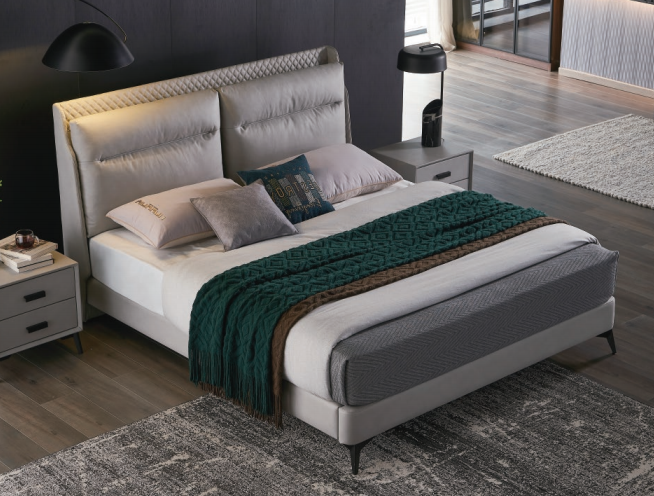 Upholstered Soft Bed with Padded Wing Headboard BED-UPH-Q-2030