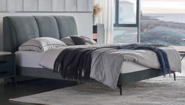 Upholstered Three-Panel Bed with Low Metal Legs BED-FAB-3P-1800