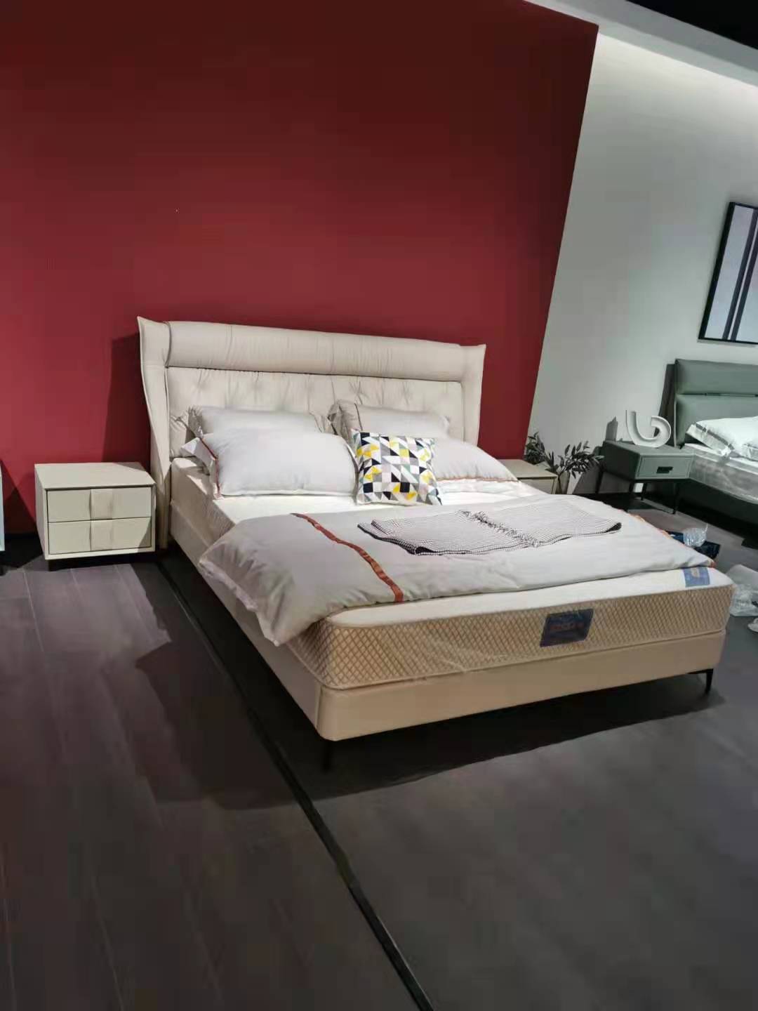 Wingback Tufted Upholstered King Bed with Mattress and Matching Nightstands BED-UPH-WING-1800