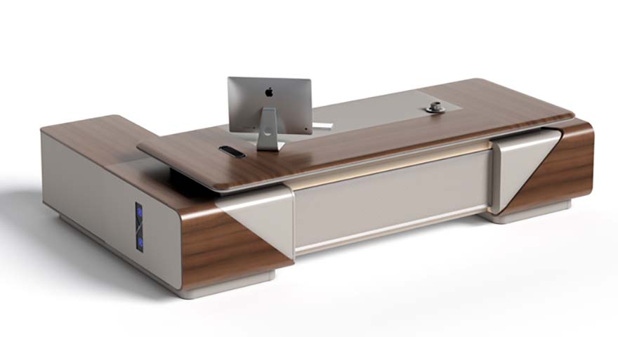 L-Shaped Executive Office Desk with Integrated Storage and Cable Management EX-L-WAL-L2400