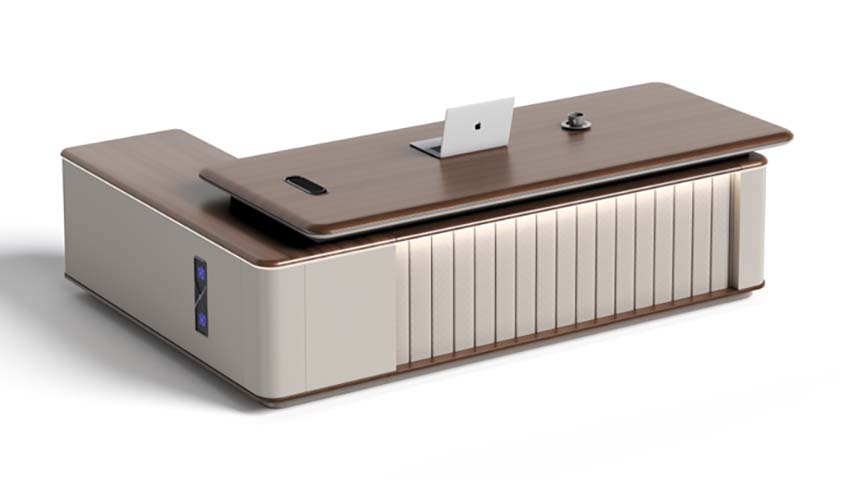 Smart L-shaped Executive Office Desk with Integrated Power Module ED-L-SMT-2400
