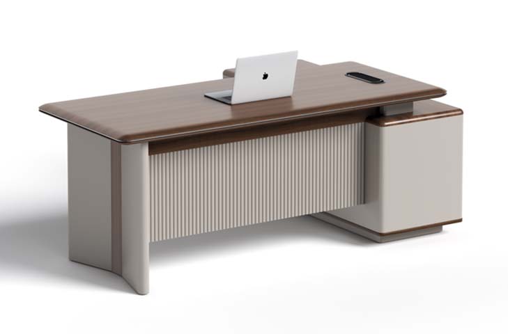 L-Shaped Executive Office Desk with Integrated Side Storage Cabinet EXD-L2200-WG