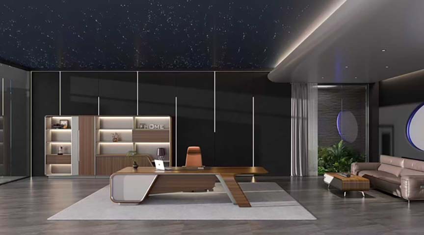 Modern L-Shaped Executive Office Desk with Side Support EXE-DSK-L2400-WLT