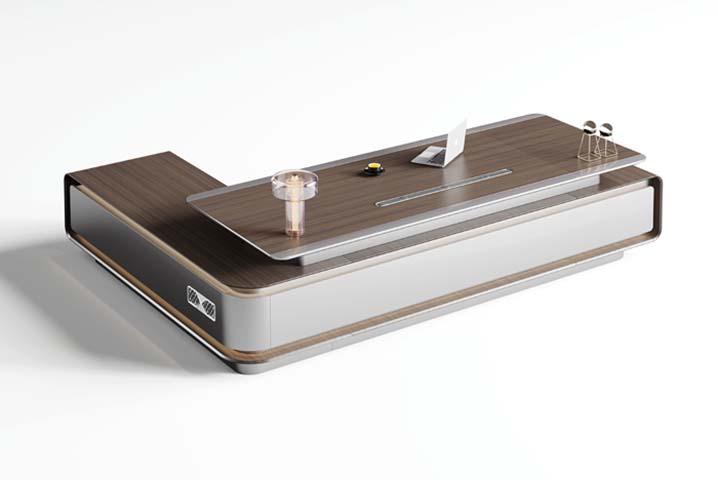 L-Shaped Executive Desk with Integrated Storage Base and Cable Management EDU-L2400-EXEC-PANEL