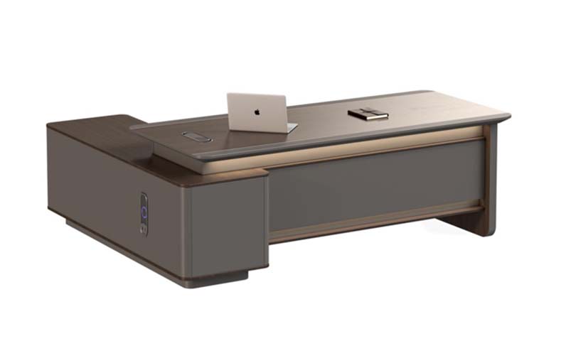 L-Shaped Executive Desk with Left Storage Pedestal and Integrated Cable Ports ED-L2400-EXEC-CM