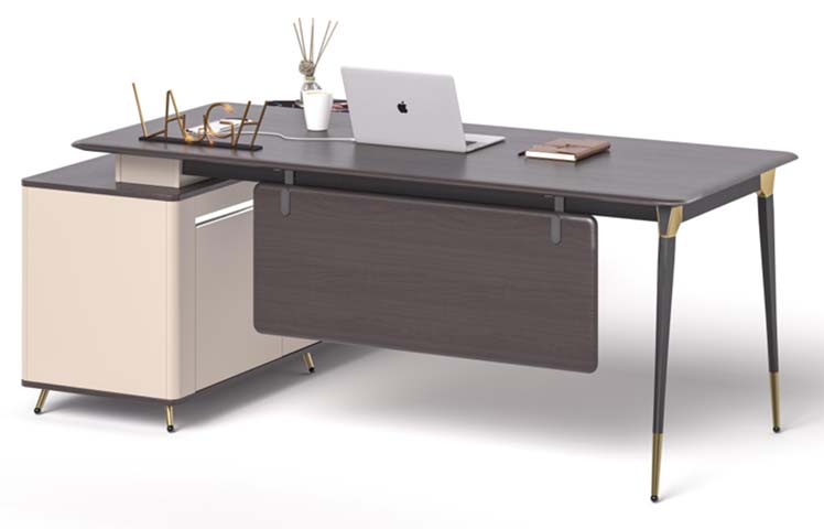 Executive L-Shaped Desk with Left Storage Credenza and Modesty Panel ED-L1800-LC-MP