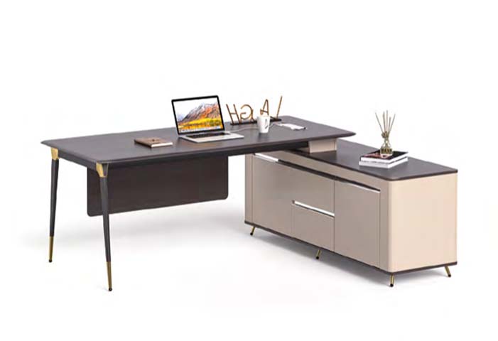 L-Shaped Executive Desk with Right Return Storage Cabinet ED-L2200-RC-BG