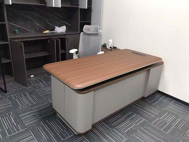 Rounded Rectangular Executive Office Desk with Integrated Storage Pedestal EXD-R2200-PED-GRY
