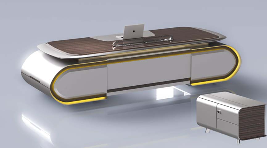 Futuristic Curved Executive Desk with Matching Mobile Pedestal ED-CURVE-2400-MP