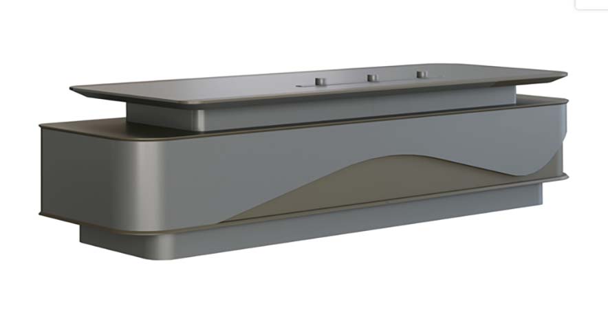 Curved Reception Counter with Raised Transaction Top and Integrated Cable Grommets RCP-R2400-DUAL-CURVE