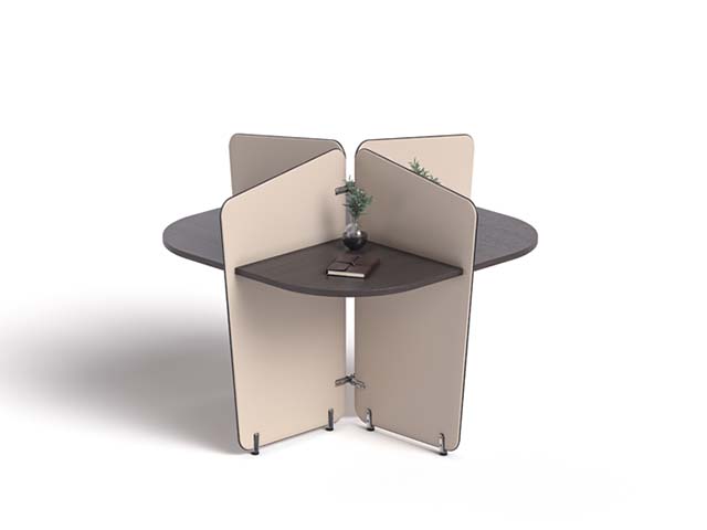 Three-Person Circular Privacy Workstation with Divider Panels CW-3P-CIRCULAR-PRIVACY-2400