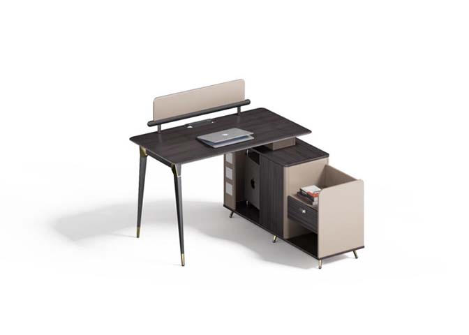 Compact Workstation Desk with Integrated Side Storage Cabinet WKS-1250-RCS-BG
