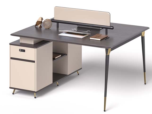 Single Office Workstation with Left Storage Pedestal and Desktop Privacy Screen OD-WS-1400-PED-SCR
