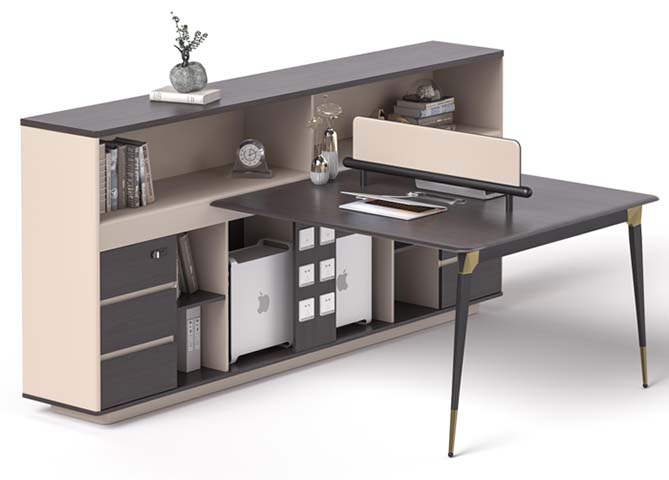 Integrated Side-Credenza Executive Workstation with Hutch and Privacy Screen EXEC-CRD-2400-INT