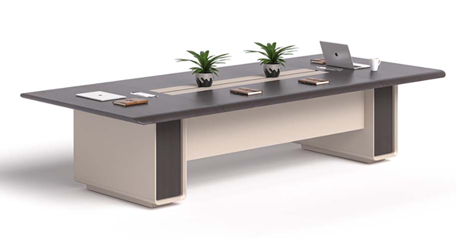 Large Rectangular Two-Tone Conference Table with Central Cable Raceway CT-PANEL-3600-12P