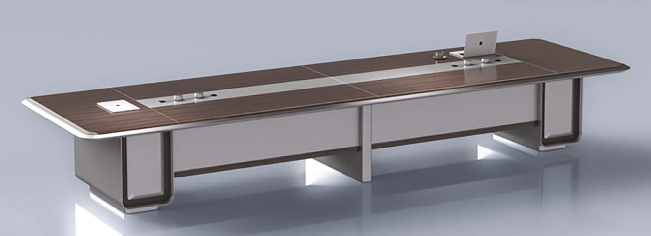 Large Rectangular Wood Veneer Conference Table with Central Cable Management CFD-4800-WV-CM