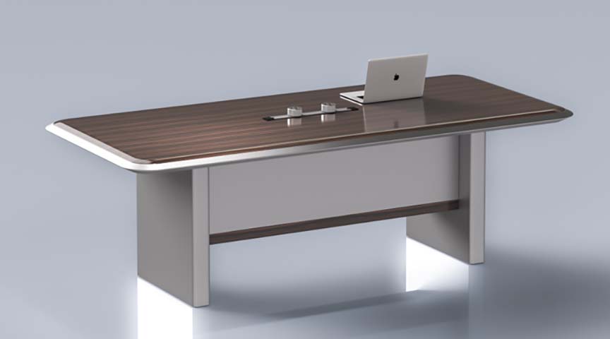 Rounded Rectangular Boardroom Conference Table with Integrated Cable Module CONF-RC-2400-WM