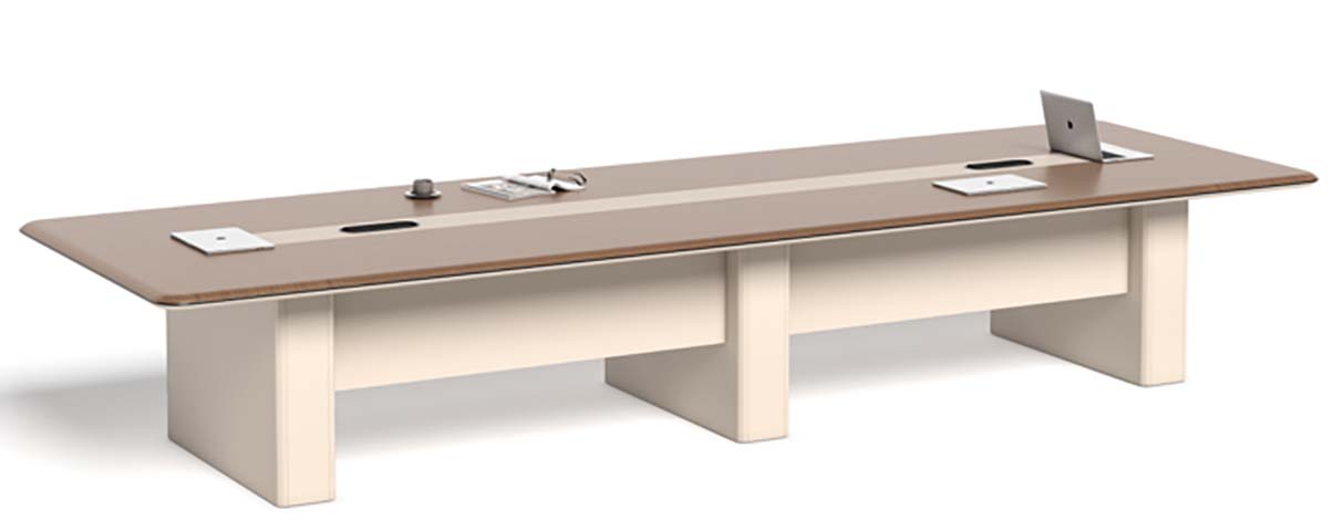 Rectangular Conference Table With Central Cable Management and Panel Legs CT-PANEL-4800