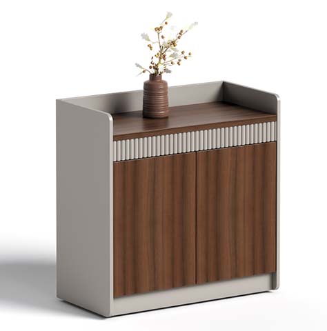Fluted Walnut Two-Door Low Storage Cabinet with Gallery Rail LSC-FLT1200-WN2D