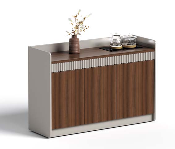 Fluted Walnut Tea Pantry Cabinet with Integrated Brewing Station PNT-TCB-1680-WL