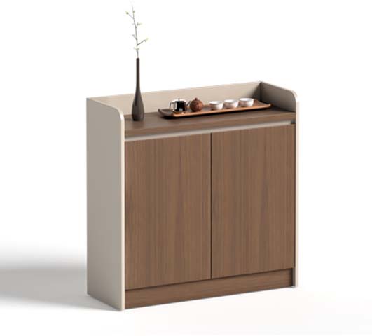 Double-Door Wood-Grain Office Pantry Cabinet with Raised Side Guards PNT-WG800-2D