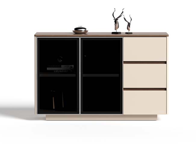 Modern Sideboard with Glass Doors and Three Drawers SB-GD3D-1600